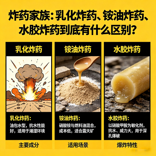 大余炸药家族：乳化炸药、铵油炸药、水胶炸药到底有什么区别？